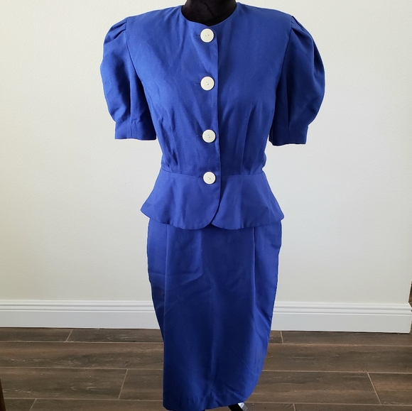 Ms Chaus Dresses & Skirts - B2G1 VTG 80's Ms Chaus Royal Blue Skirt Suit